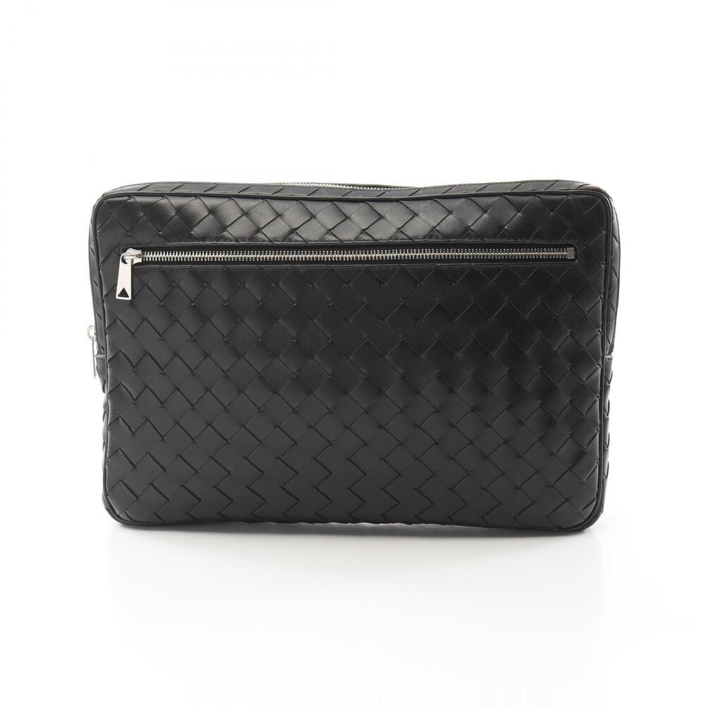 Bottega Veneta Intrecciato Shoulder Bag Clutch Leather Black